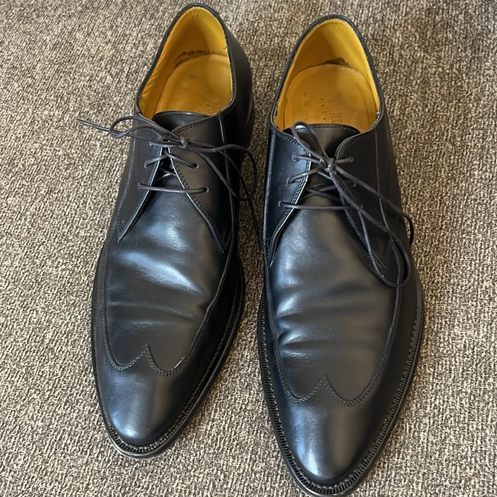 Boss Hugo Boss Mens Lace Up Wing Tip Oxford Black‎ Leather Shoes 9
